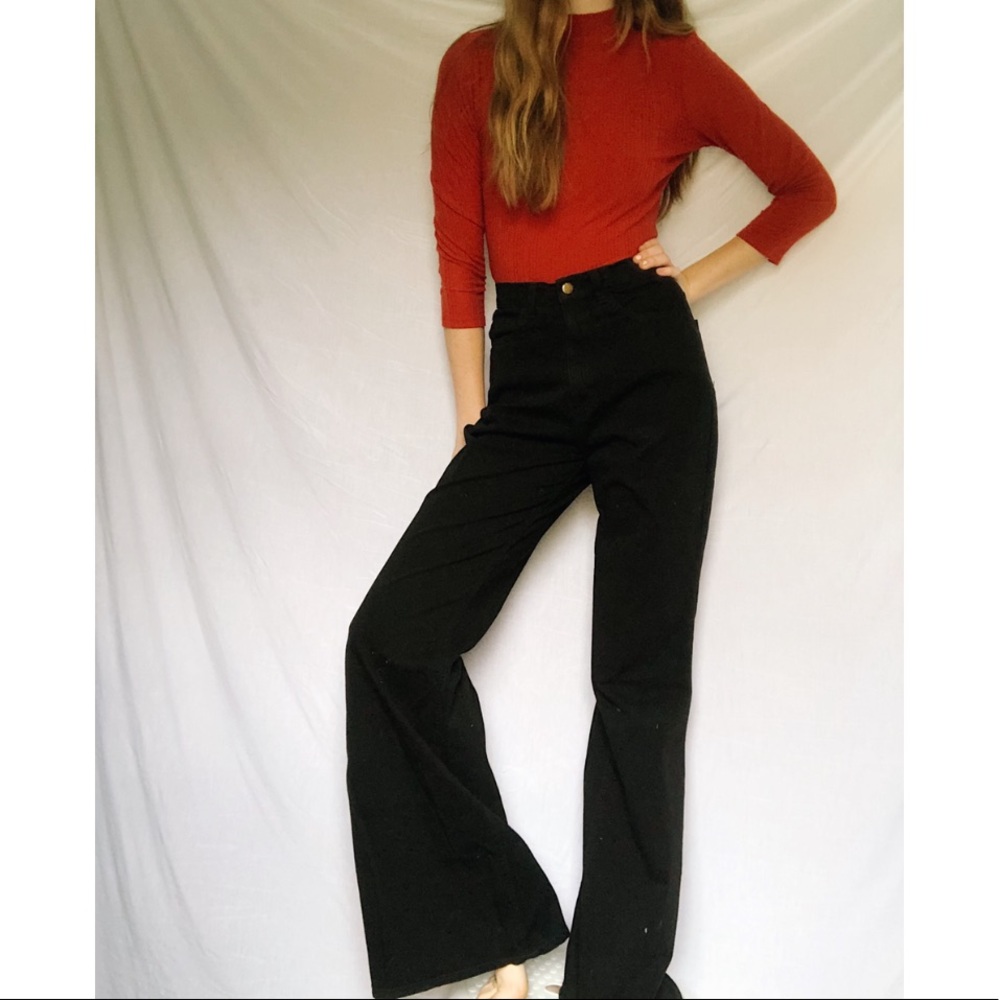 American Apparel Black High Rise Flare Jeans